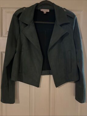 Philosophy Basil Green Suede Moto Jacket
